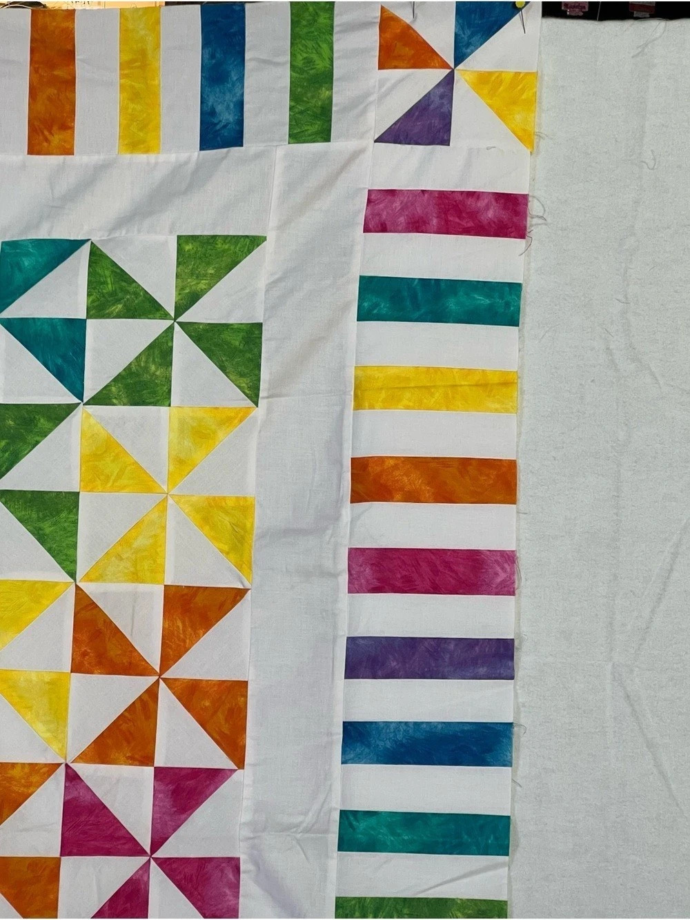 Multicolor Geometric Quilt Top - Picture 4 of 4